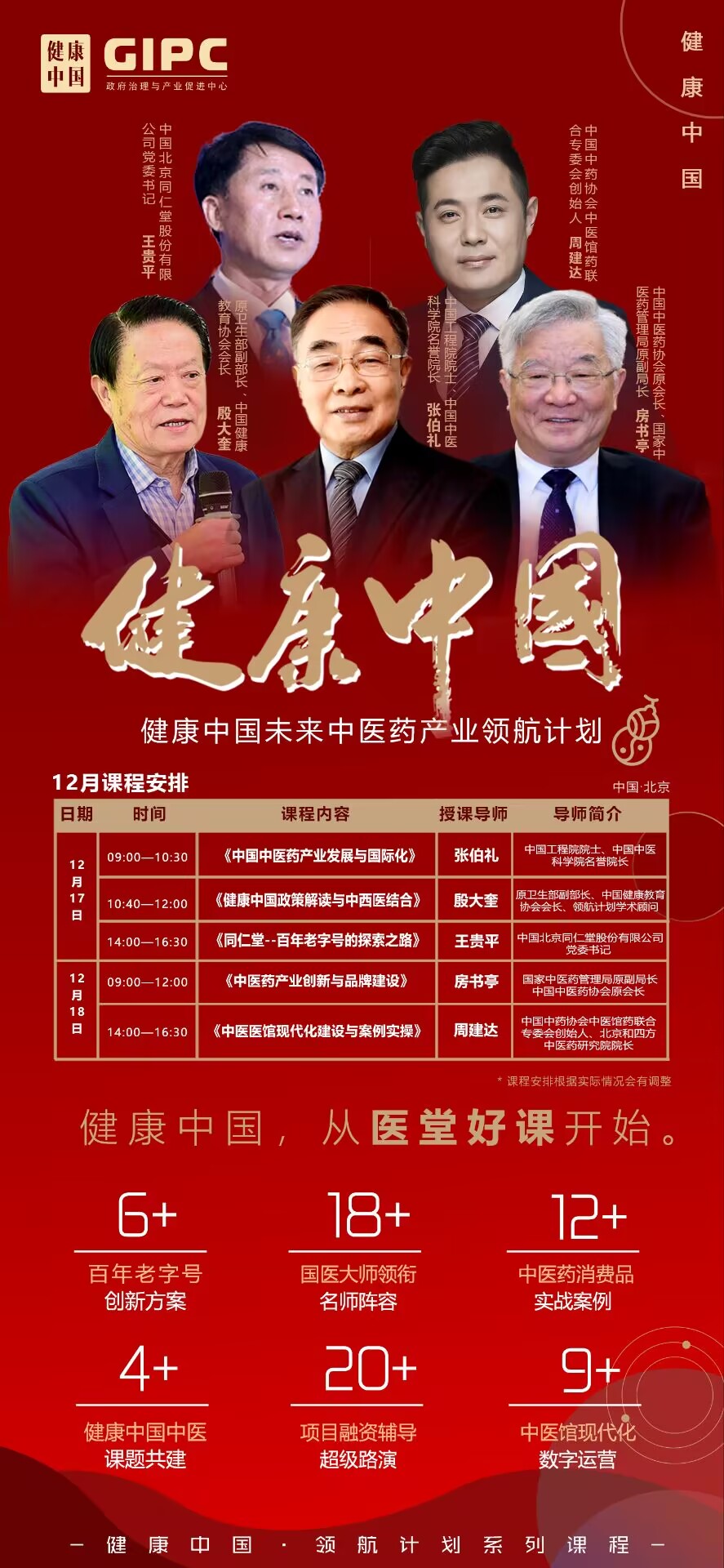 健康中國中醫藥產業領航計劃12月17-18日培訓通知