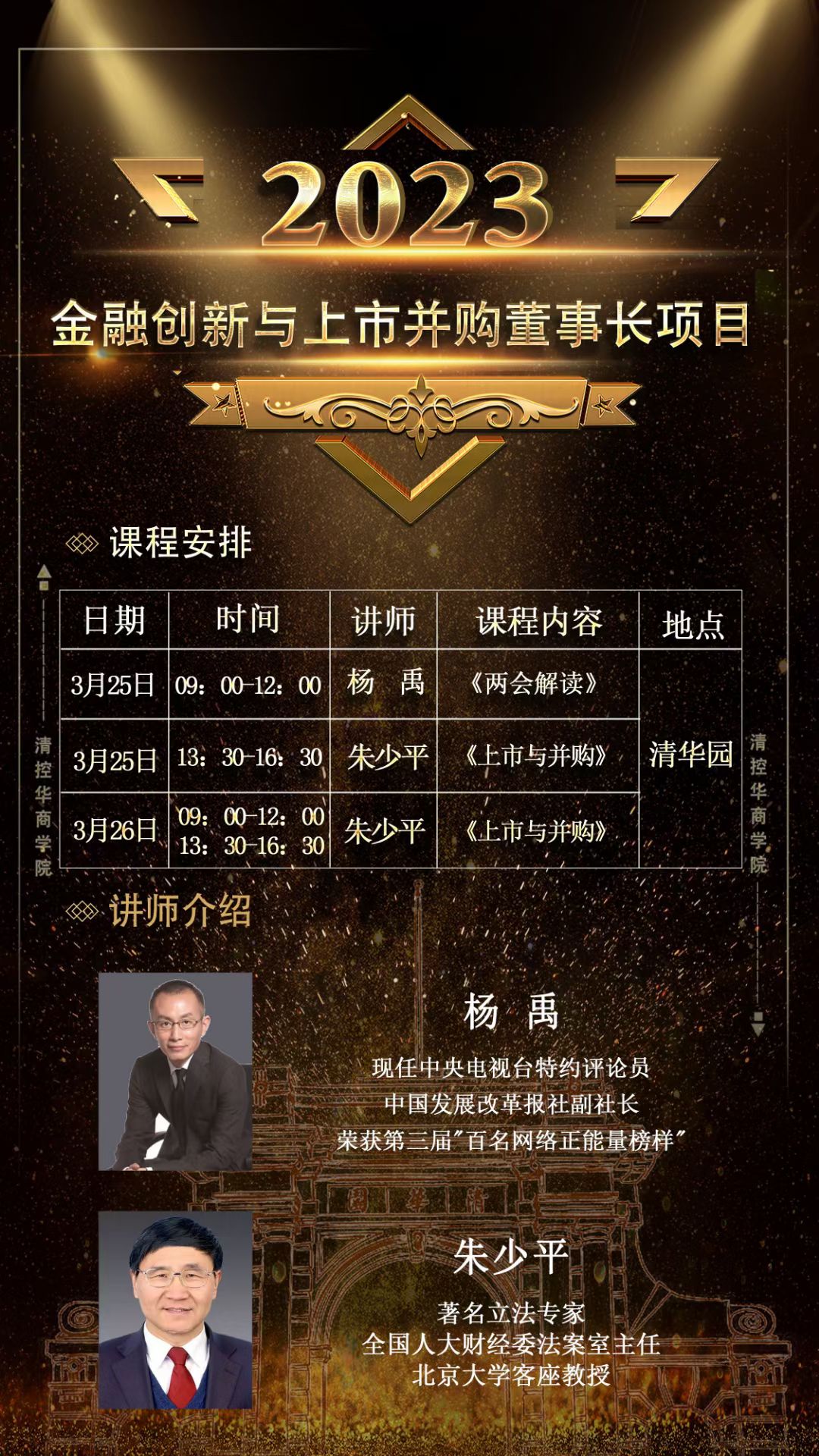 金融創(chuàng)新與上市并購董事長班2023年3月25-26日課程安排